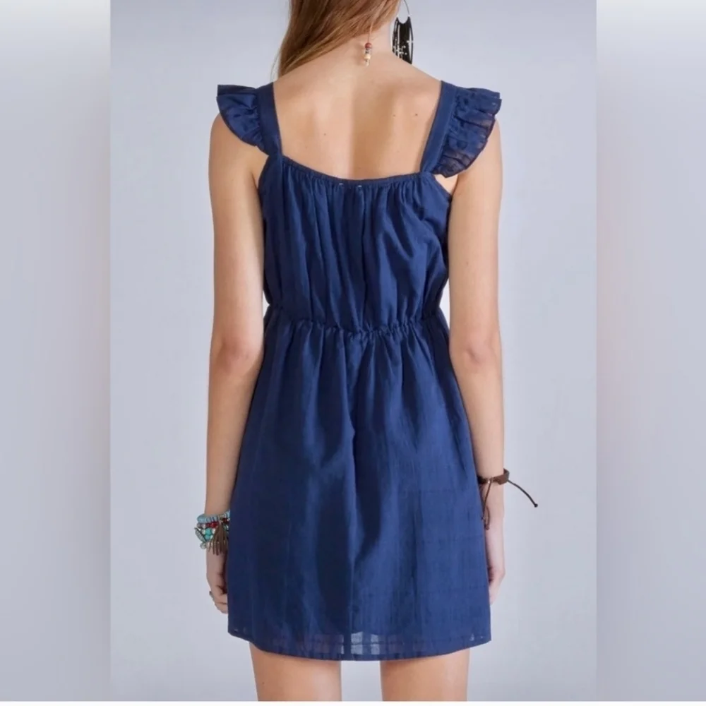 MISS ME Embroidered Ruffle Trim Mini Dress, sleeveless SZ L NWT - Picture 2 of 12